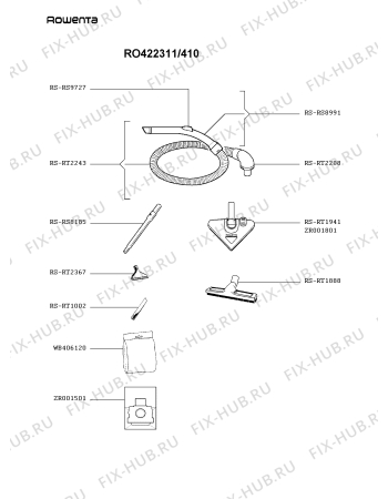 Взрыв-схема пылесоса Rowenta RO422311/410 - Схема узла EP002978.6P2