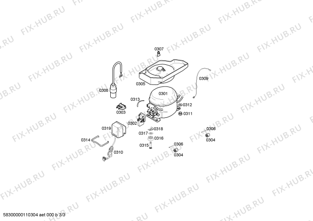 Взрыв-схема холодильника Bosch KSU405217O, BOSCH - Схема узла 03