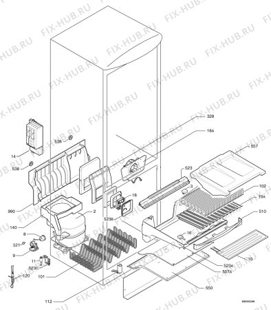 Взрыв-схема холодильника Zanussi ZKN29/10L - Схема узла Cooling system 017