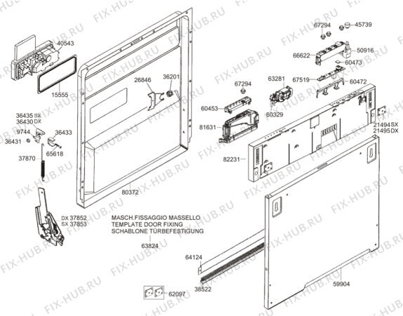 Взрыв-схема посудомоечной машины Gorenje GV62321V (264117, PMS60I) - Схема узла 02