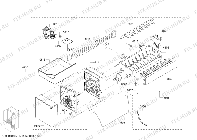 Схема №6 B22CT80SNP с изображением Крышка для холодильника Bosch 00798457