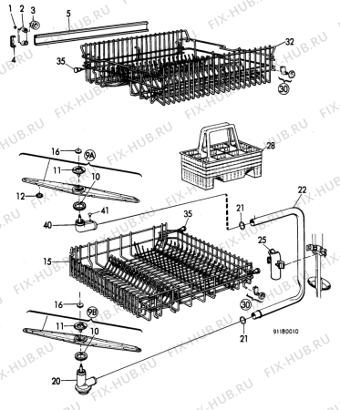 Взрыв-схема посудомоечной машины Electrolux BW301 - Схема узла W10 Baskets D