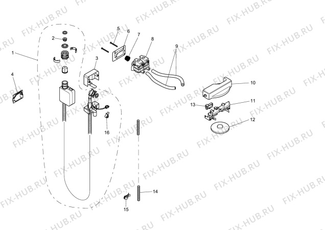 Взрыв-схема стиральной машины Aeg LAVM60 - Схема узла Aquastop
