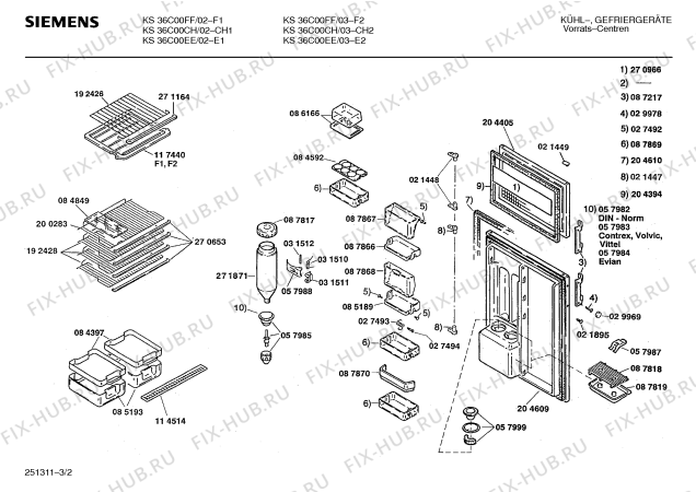 Схема №3 K4680X2 KI32 с изображением Толкатель для холодильника Siemens 00055454