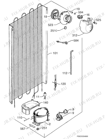 Взрыв-схема холодильника Electrolux ERN312 - Схема узла Cooling system 017