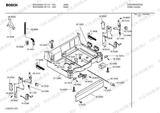 Взрыв-схема посудомоечной машины Bosch SHU33A02UC Bosch - Схема узла 05