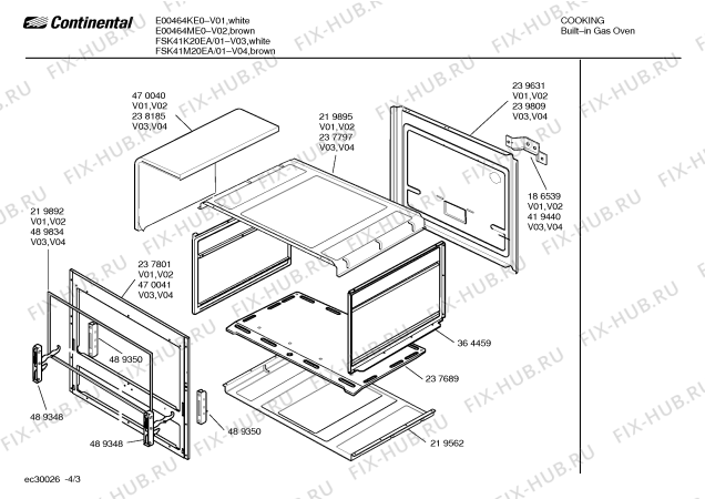Взрыв-схема плиты (духовки) Continental FSK41M20EA - Схема узла 03