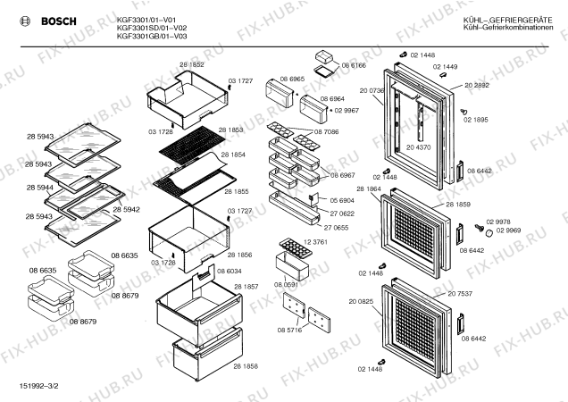 Схема №3 KG33F00 с изображением Кабель для холодильной камеры Bosch 00059819