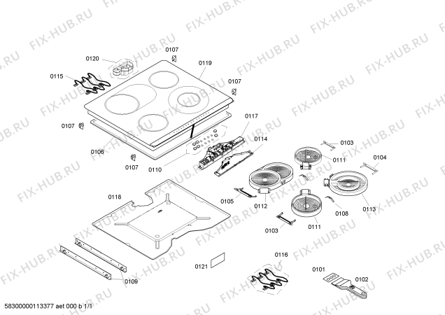Схема №1 T1643N0RU с изображением Стеклокерамика для плиты (духовки) Bosch 00473092