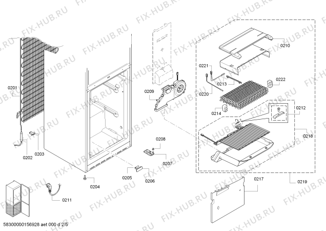 Взрыв-схема холодильника Bosch KGN39X25 - Схема узла 02