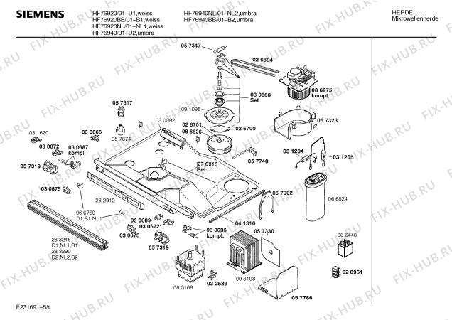 Взрыв-схема микроволновой печи Siemens HF76940NL - Схема узла 04