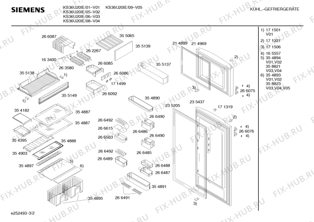 Взрыв-схема холодильника Siemens KS36U20IE - Схема узла 02