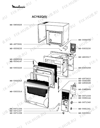 Взрыв-схема микроволновой печи Moulinex ACY62Q(0) - Схема узла YP002044.6P2