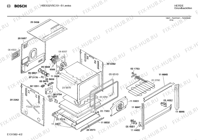 Схема №3 HBE632VSC с изображением Крышка для плиты (духовки) Bosch 00283184