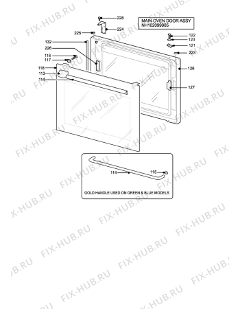Взрыв-схема плиты (духовки) Parkinson Cowan RENSIDLWN - Схема узла H10 Main Oven Door (large)