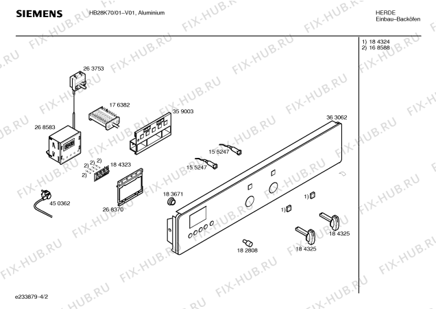 Схема №3 HB28K70 с изображением Ручка управления духовкой для духового шкафа Siemens 00184325