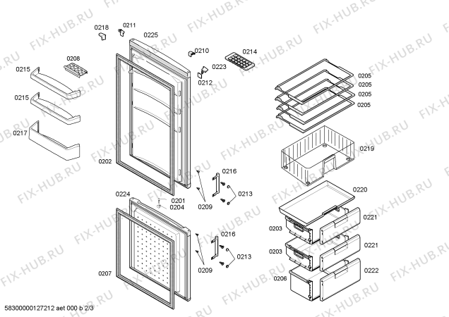 Схема №2 KG33VX41 с изображением Дверь морозильной камеры для холодильной камеры Siemens 00478089