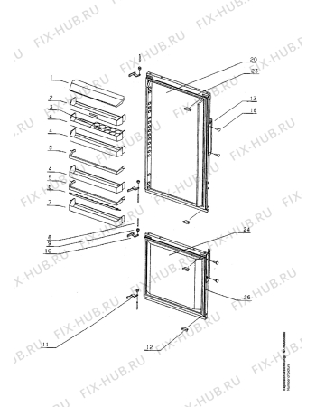 Взрыв-схема холодильника Electrolux EK306.4/RTW - Схема узла Door 003