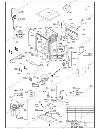 Взрыв-схема посудомоечной машины Beko DFN 6832 (7681043942) - EXPLODED VIEW (MAIN BODY)