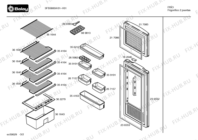 Взрыв-схема холодильника Balay 3FS5800A - Схема узла 02