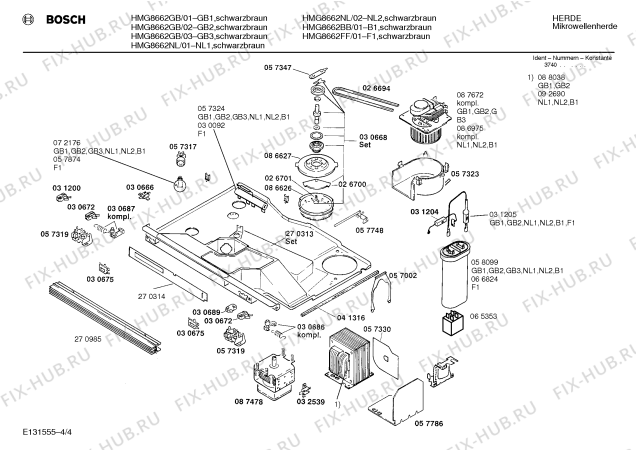 Схема №3 HF75920GB с изображением Нижний нагревательный элемент для микроволновки Bosch 00271620