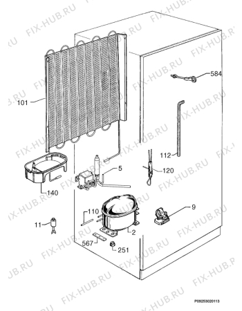 Взрыв-схема холодильника Privileg 463688_40885 - Схема узла Cooling system 017