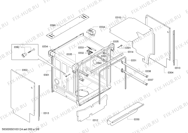 Взрыв-схема посудомоечной машины Bosch SMV58M20EU, SuperSilence - TP3 - Схема узла 03