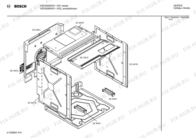 Схема №3 HEN200N с изображением Инструкция по эксплуатации для плиты (духовки) Bosch 00522285