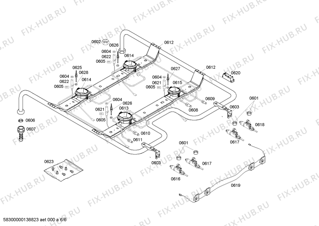 Схема №4 CH622G0IL с изображением Ручка переключателя для электропечи Bosch 00615346