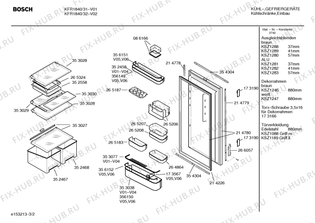 Взрыв-схема холодильника Bosch KFR1840 - Схема узла 02