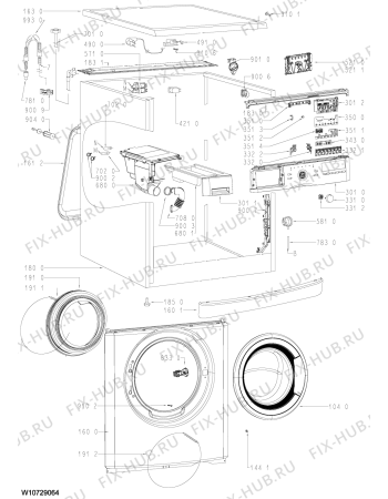 Схема №1 AWO/C 6350 с изображением Блок управления для стиралки Whirlpool 481010651385