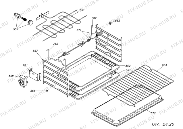 Взрыв-схема плиты (духовки) Ariston MG23RIX (F046254) - Схема узла