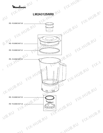 Взрыв-схема блендера (миксера) Moulinex LM2A3125/6R0 - Схема узла YP006001.0P2