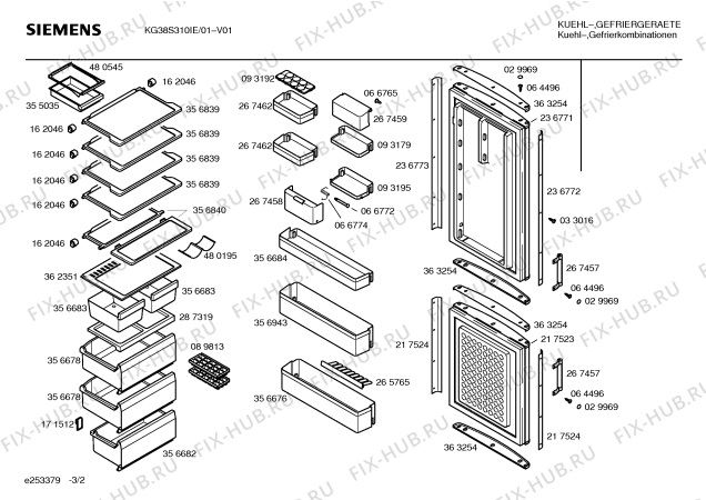 Взрыв-схема холодильника Siemens KG38S310IE - Схема узла 02