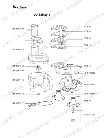 Взрыв-схема кухонного комбайна Moulinex AAT8R3(1) - Схема узла XP000316.5P3