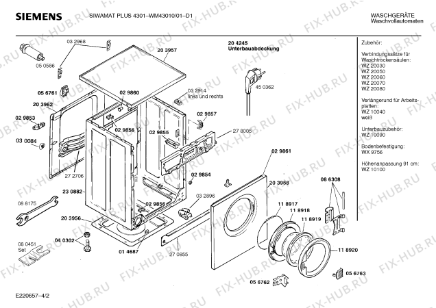 Схема №2 WM43010 SIWAMAT PLUS 4301 с изображением Панель управления для стиралки Siemens 00280767