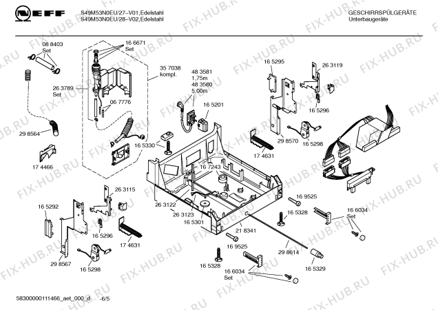 Схема №5 S49M53N0EU с изображением Инструкция по эксплуатации для посудомоечной машины Bosch 00593558