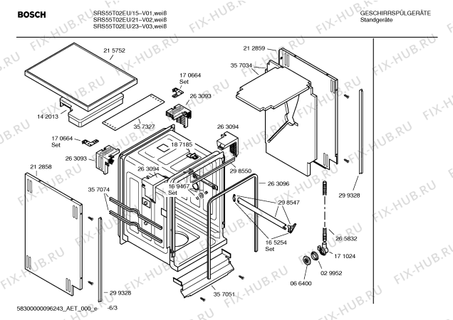 Схема №3 SRS55T02EU Silence comfort с изображением Инструкция по эксплуатации для посудомоечной машины Bosch 00592354
