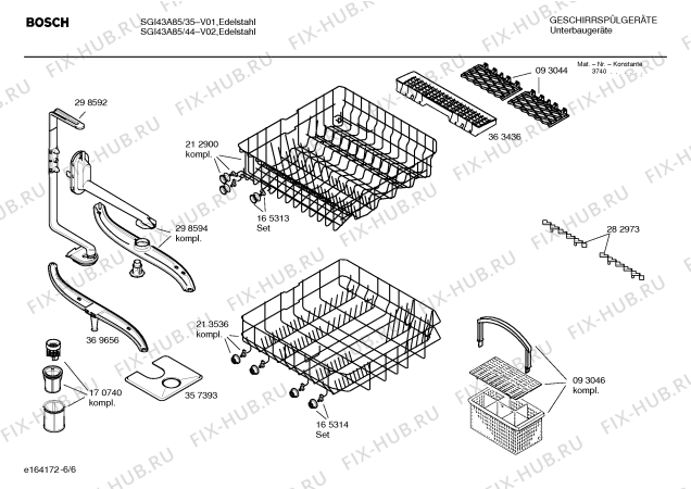 Взрыв-схема посудомоечной машины Bosch SGI43A85 - Схема узла 06