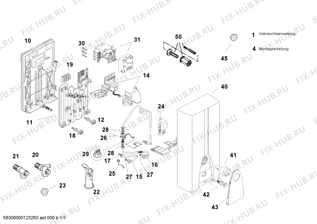 Схема №1 DE2BL21 Blomberg с изображением Силовой модуль для водонагревателя Siemens 00497861