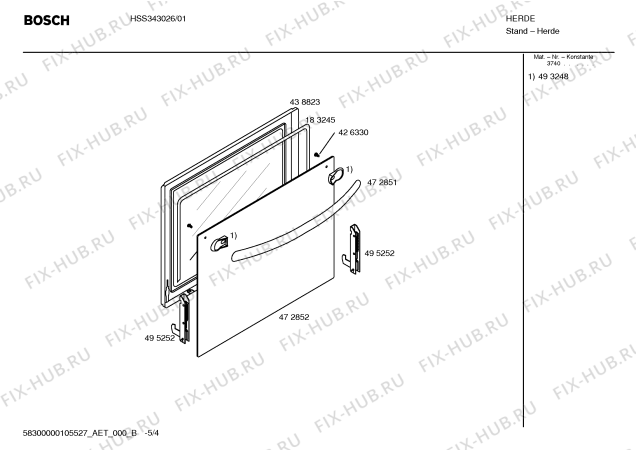 Схема №3 HSS323026 с изображением Стеклокерамика для плиты (духовки) Bosch 00242583