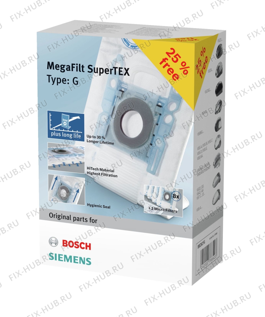 Большое фото - Набор мешков (пылесборников) микроволокно Type G + фильтр для пылесоса Bosch BBZ82FG 575860 для электропылесоса Bosch 575860 в гипермаркете Fix-Hub