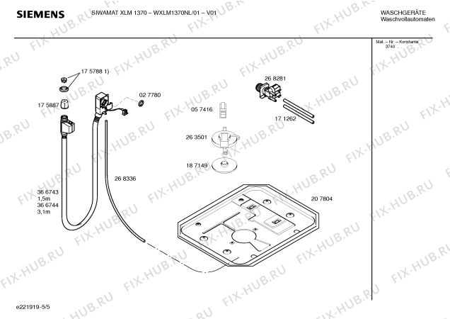 Схема №4 WXLM1370NL SIWAMAT XLM 1370 с изображением Инструкция по установке и эксплуатации для стиралки Siemens 00581711