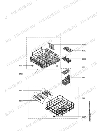 Взрыв-схема посудомоечной машины Arthur Martin ASI6232W - Схема узла Baskets, tubes 061