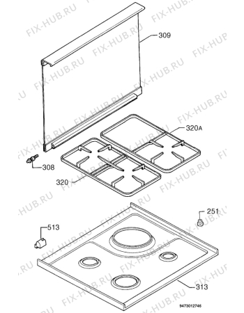 Взрыв-схема плиты (духовки) Zanussi ZCG603LW - Схема узла Hob 271