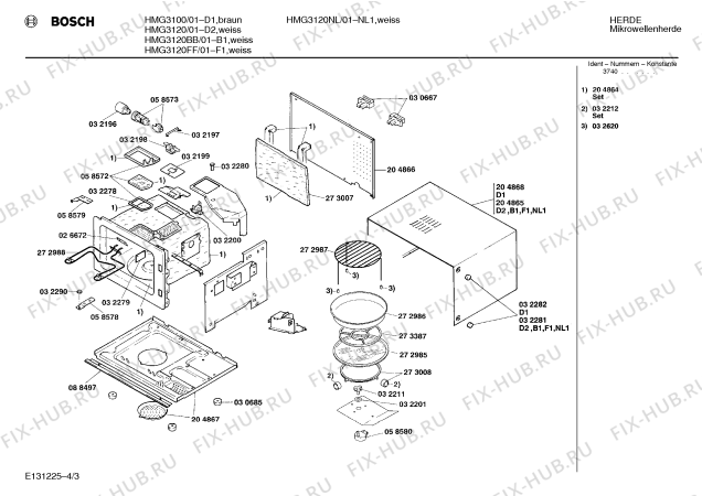 Взрыв-схема микроволновой печи Bosch HMG3120NL - Схема узла 03