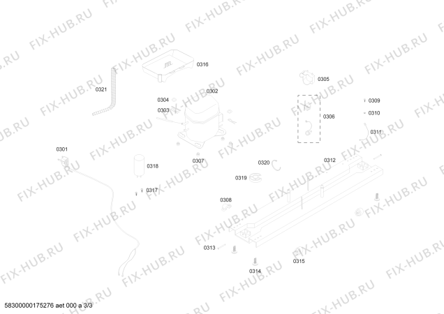 Взрыв-схема холодильника Bosch KDN46BL111 REF BOSCH ECO-TT463 IXL 220V/60HZ - Схема узла 03