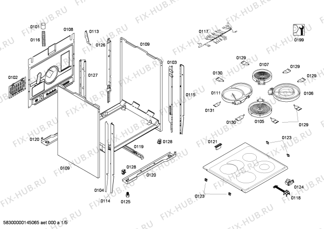 Схема №2 HLN424220 с изображением Панель управления для плиты (духовки) Bosch 00672769
