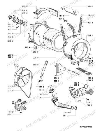Взрыв-схема стиральной машины Whirlpool AWM 323/3 - Схема узла