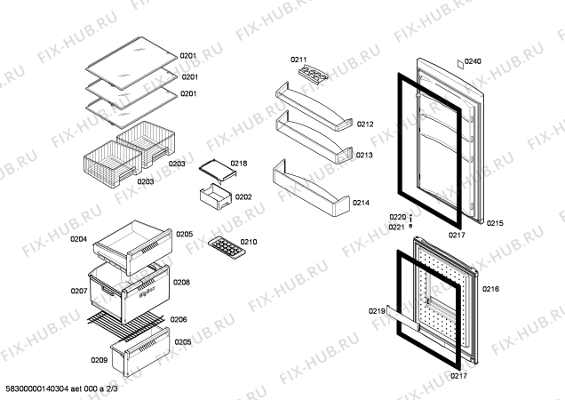 Взрыв-схема холодильника Constructa CK268N00 - Схема узла 02